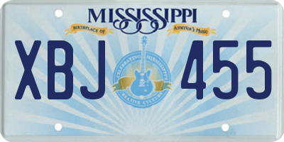 MS license plate XBJ455