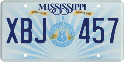 MS license plate XBJ457