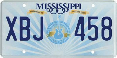 MS license plate XBJ458