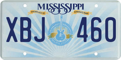 MS license plate XBJ460