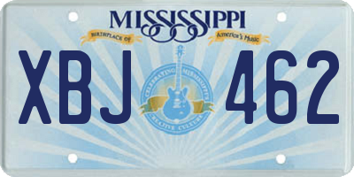 MS license plate XBJ462