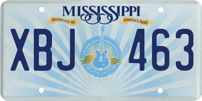 MS license plate XBJ463