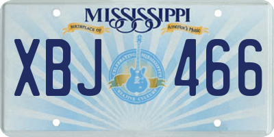 MS license plate XBJ466