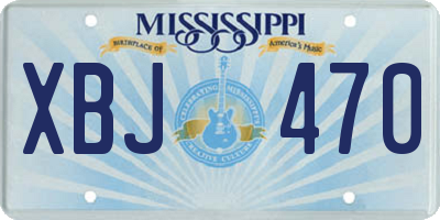 MS license plate XBJ470