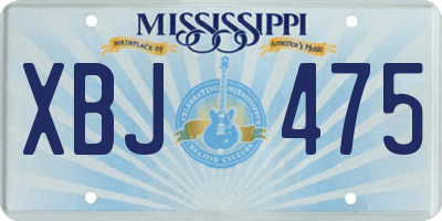 MS license plate XBJ475