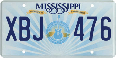 MS license plate XBJ476