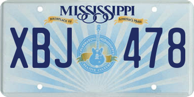 MS license plate XBJ478