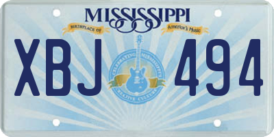 MS license plate XBJ494