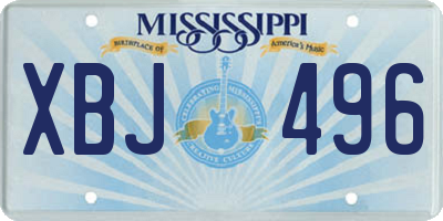 MS license plate XBJ496