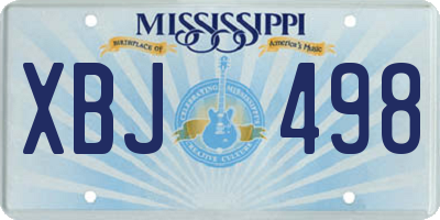 MS license plate XBJ498