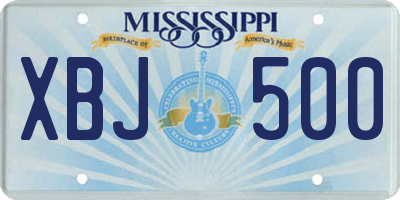 MS license plate XBJ500