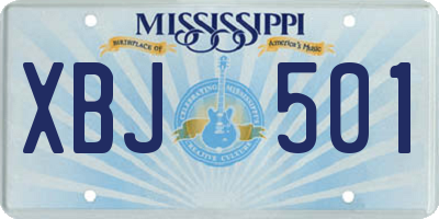 MS license plate XBJ501