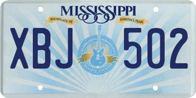 MS license plate XBJ502