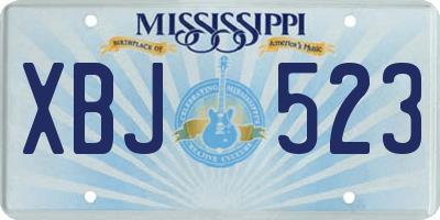 MS license plate XBJ523