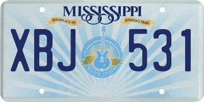 MS license plate XBJ531