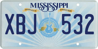 MS license plate XBJ532