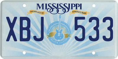MS license plate XBJ533