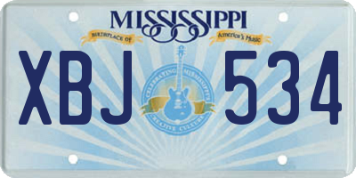 MS license plate XBJ534