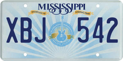 MS license plate XBJ542