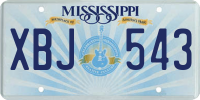 MS license plate XBJ543