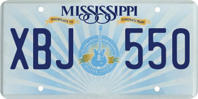 MS license plate XBJ550