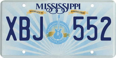 MS license plate XBJ552
