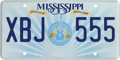 MS license plate XBJ555
