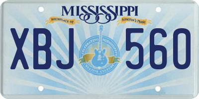 MS license plate XBJ560