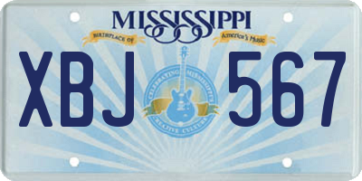 MS license plate XBJ567