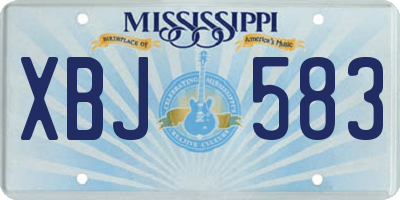MS license plate XBJ583