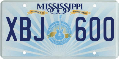 MS license plate XBJ600