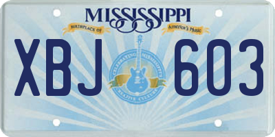 MS license plate XBJ603