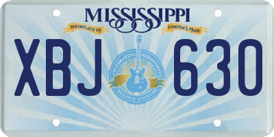 MS license plate XBJ630