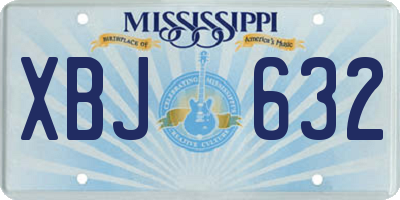 MS license plate XBJ632