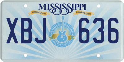 MS license plate XBJ636