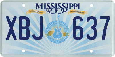 MS license plate XBJ637