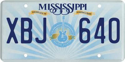 MS license plate XBJ640