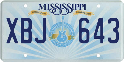 MS license plate XBJ643