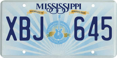 MS license plate XBJ645