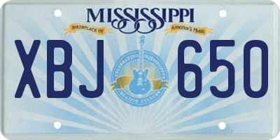 MS license plate XBJ650