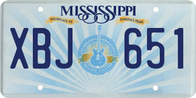 MS license plate XBJ651