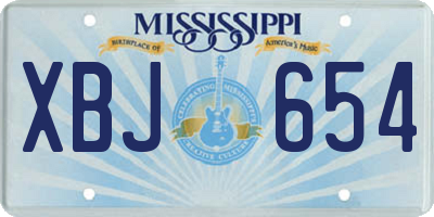 MS license plate XBJ654