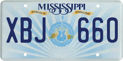 MS license plate XBJ660