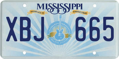 MS license plate XBJ665