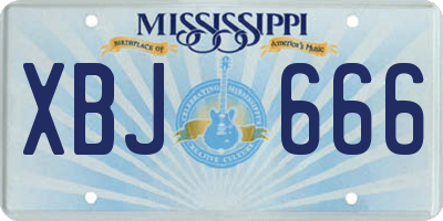 MS license plate XBJ666