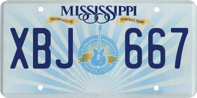 MS license plate XBJ667