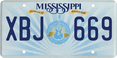 MS license plate XBJ669
