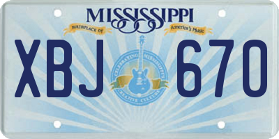 MS license plate XBJ670