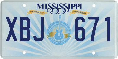MS license plate XBJ671