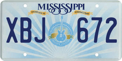 MS license plate XBJ672